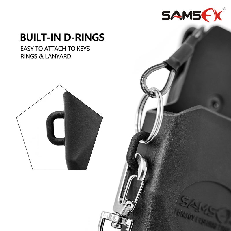 SAMSFX Aluminum Fishing Pliers Hook Remover Braid Line Cutter with Coiled Lanyard, Fly Fishing Knot Tying Tool & Retractors (Gray & Green Handle, Split Ring Nose) - Image 4